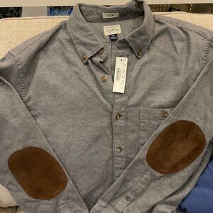 NWT J CREW Men’s Flannel Slim Buttondown with Suede Patches, Medium